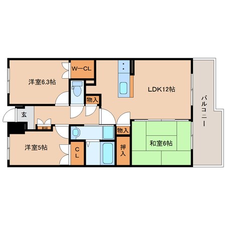 木津駅 バス9分  州見台7丁目東下車：停歩5分 3階の物件間取画像